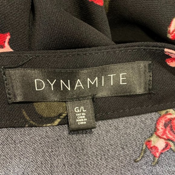 Dynamite Black Floral Long Sleeved belted Dress or tunic - Picture 6 of 7